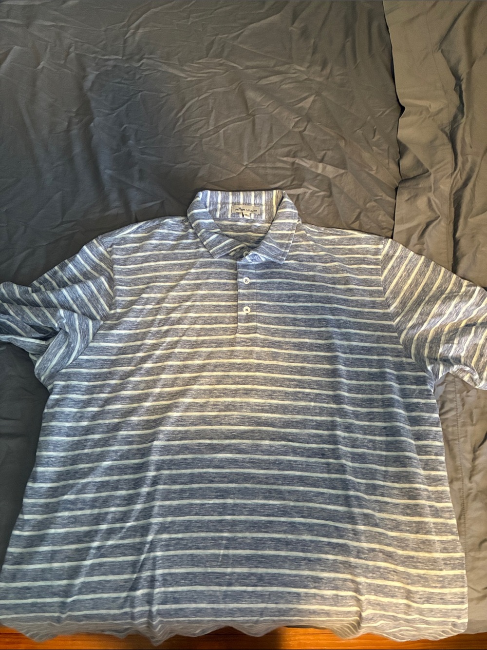 Peter Millar Blue and White Striped Polo